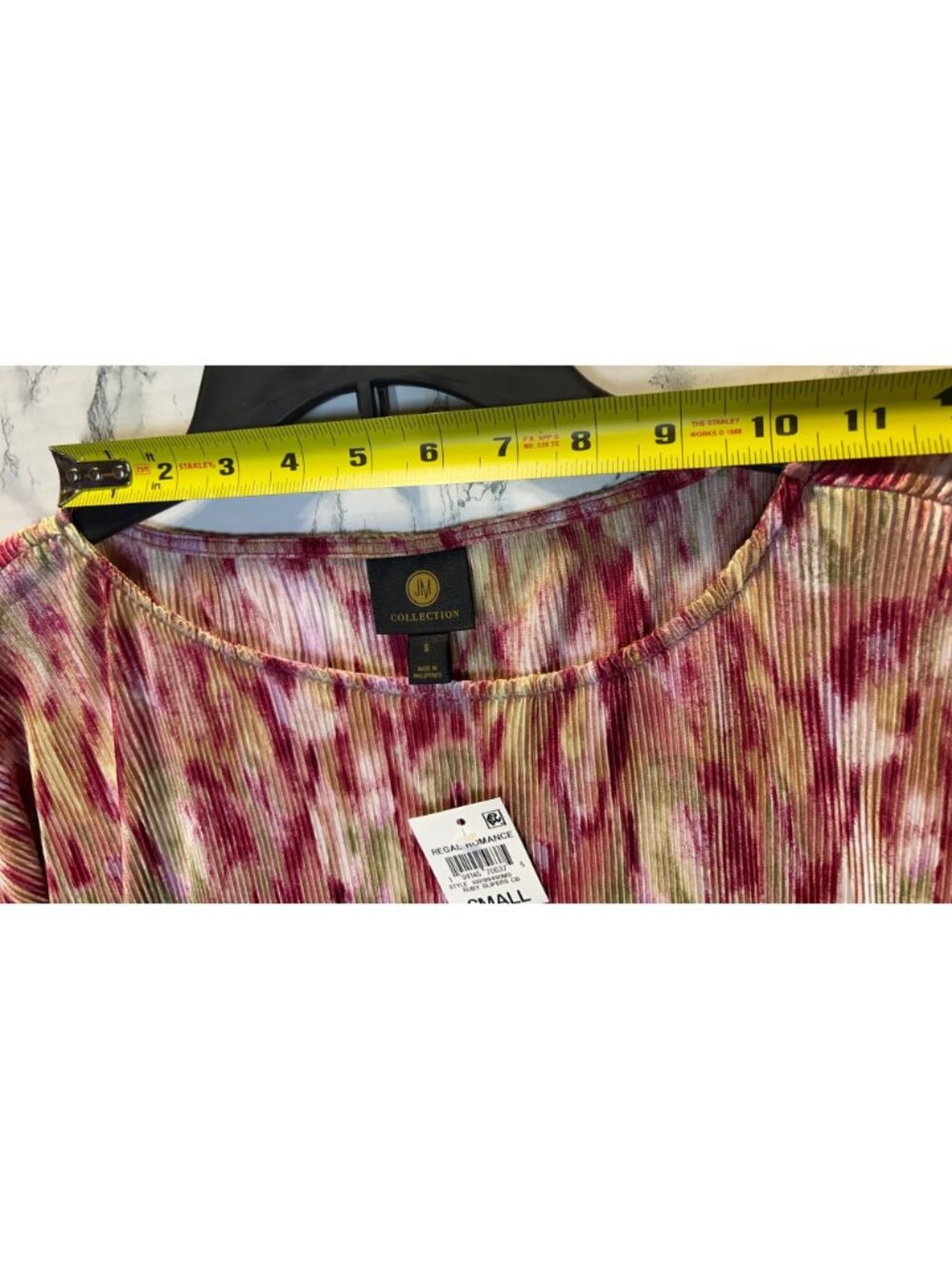 JM Collection Size Small Pleated Short Sleeve Top Regal Romance Ruby Slippers - Picture 7 of 11